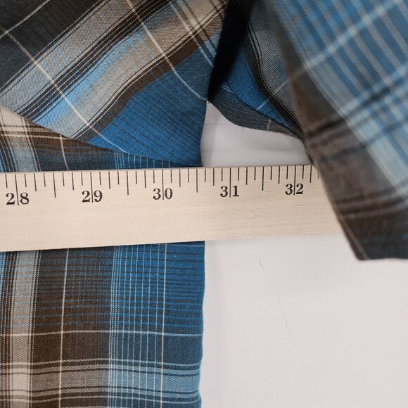 Ely Cattleman Shirt Mens 3X Blue Black Plaid Western Rodeo Big Man Short Sleeve - Picture 7 of 9